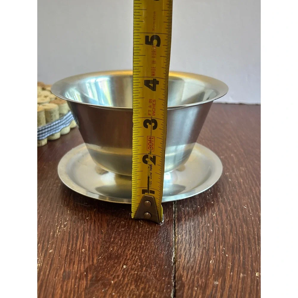 Raimond Stainless 18/8 Denmark Sherbet Dessert Bowl Attached Underplate Silver
